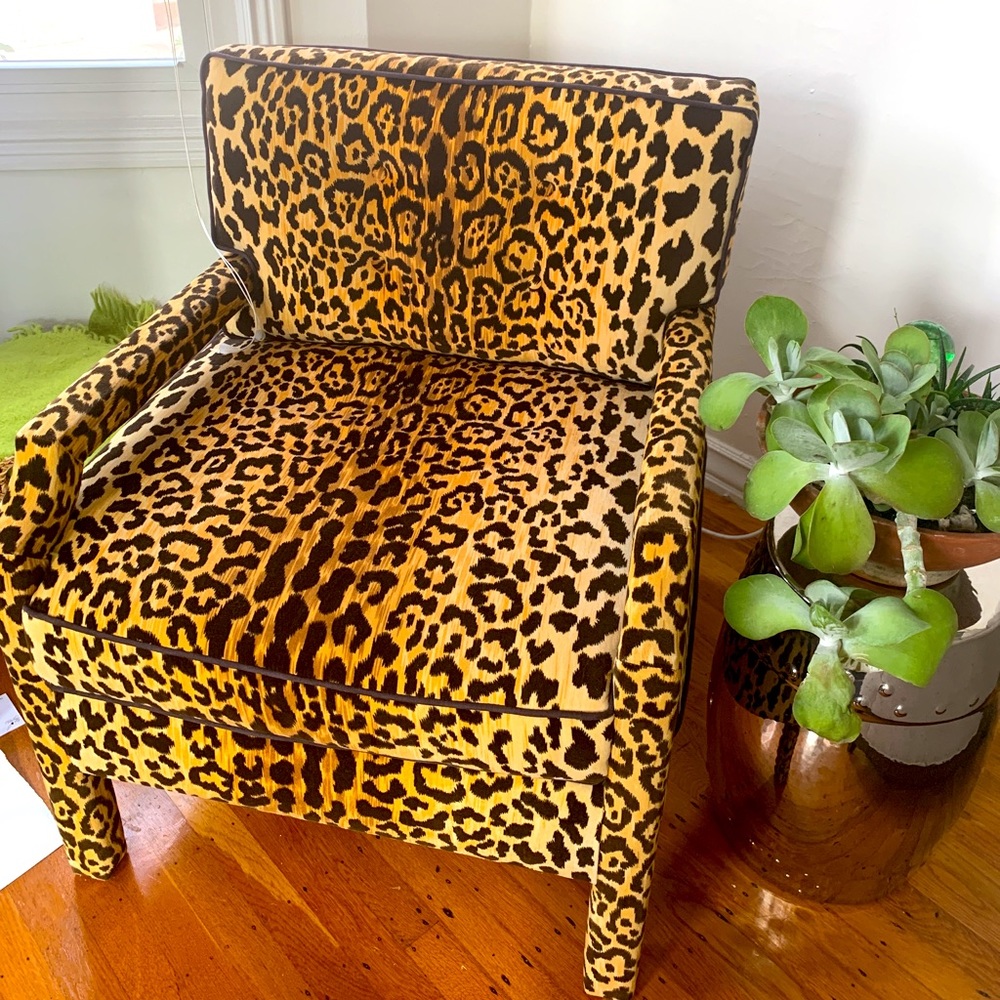 2 leopard custom chairs